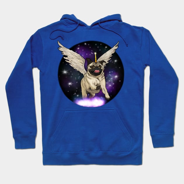 Pugicorn Pugasus in Space! Hoodie by FivePugs